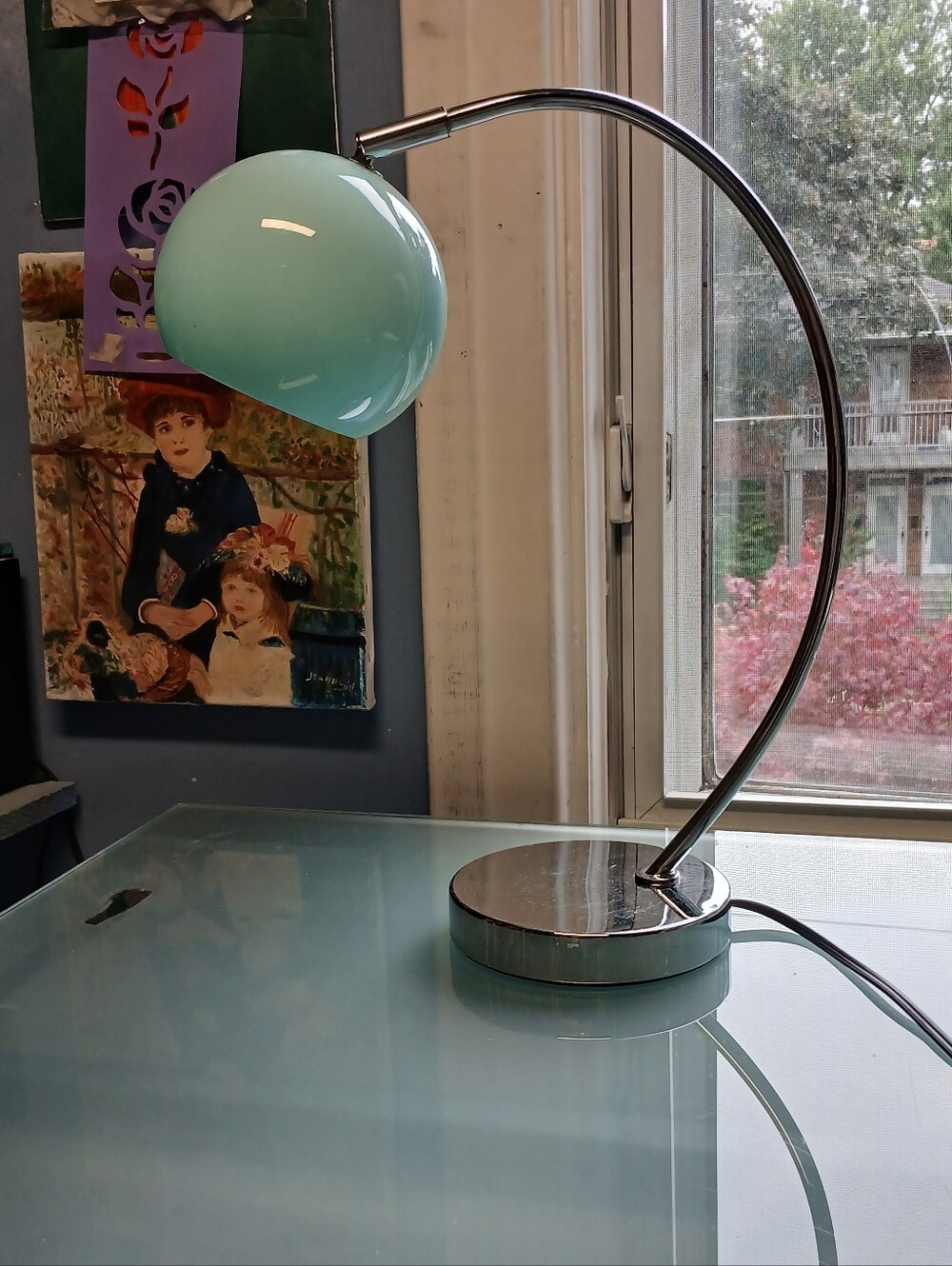 Bauhaus Style Globe Desk Lamp in Aqua Green